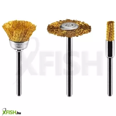 Neotools csapos kefe készlet 3db, sárgaréz befejezőkefe, pohárkefe, kerékkefe
