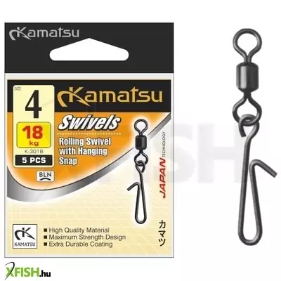Kamatsu Swivel With Hanging Snap K3018 Forgós Kapocs 4-es 18Kg 5db/csomag
