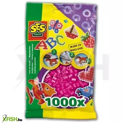 Ses vasalható gyöngy 1000 darabos - neon rózsaszín