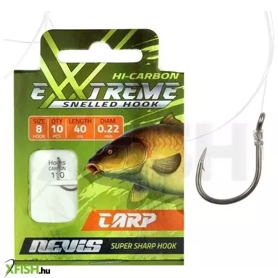 Nevis Carp Előkötött Pontyozó Horog 40cm 0.25mm 4-es Horoggal 10db/csomag