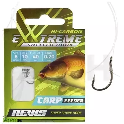 Nevis Carp Előkötött Feeder Horog 40cm 0.18mm 12-es Horoggal 10db/csomag