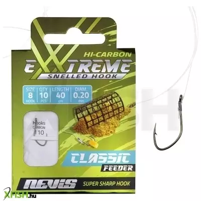 nevis előkötött feeder horog 40cm 0.22mm 6-os horoggal 10db/csomag