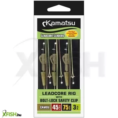Kamatsu Leadcore Rig Bolt-Lock Safety Clip Előke 35 Lbs 75 Cm 3 db/csomag