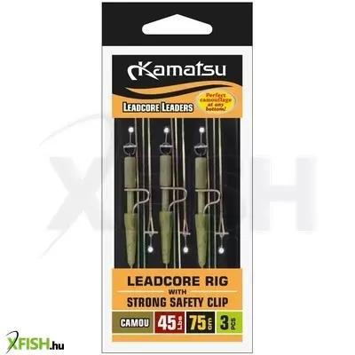 Kamatsu Leadcore Rig Strong Safety Clip Előke 35 Lbs 75 Cm 3 db/csomag