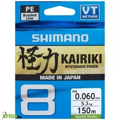 Shimano Line Kairiki 8 Fonott Zsinór Világoszöld 150m 0,19mm 12Kg