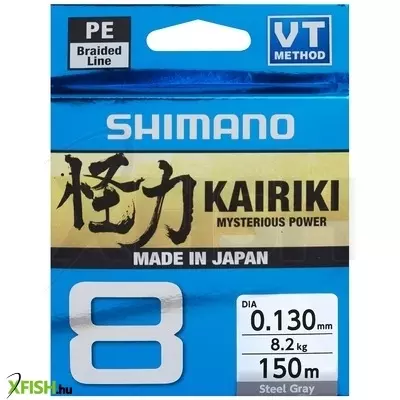 shimano line kairiki 8 fonott zsinór szürke 150m 0,06mm 5,3kg