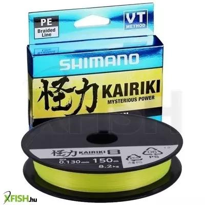 Shimano Line Kairiki 8 Fonott Zsinór Sárga 150m 0,16mm 10,3Kg