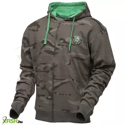 Madcat Camofish Zip Hoodie Camo Cipzáras Kapucnis Pulóver M