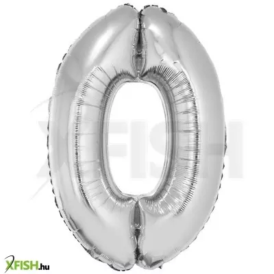 funny fashion 0 szám alakú fólia lufi, ezüst, 80 cm