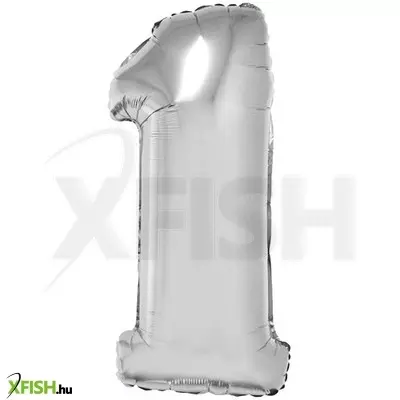 Funny fashion 1 szám alakú fólia lufi, ezüst, 80 cm