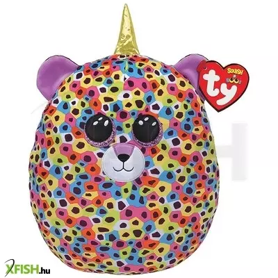 Ty squish-a-boos párna alakú plüss figura giselle, 30 cm - színes leopárd szarvval