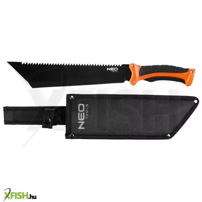 Neotools bozótvágó kés, 40cm, rozsdamentes acél, kétkomponensű fogantyú tpr+pp, fűrész funkció, penge 25.5cm, tokkal