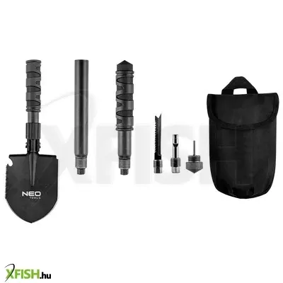 neotools multifunkciós túlélő tábori ásó, 63cm, ásó, fűrész, csákány, palacknyitó, kovakő, kés, üvegtörő, síp