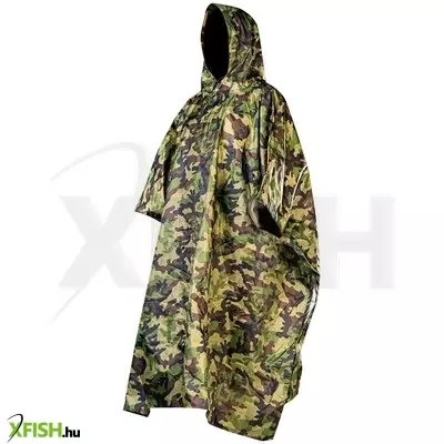 Neotools esőköpeny 3 az 1-ben poncsó, matrac, ponyva, oldalsó rögzítők, terepszínű,xxl méret, 210d poliészter