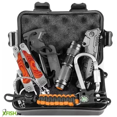 Neotools túlélőkészlet, 8 az 1-ben, masszív műanyag tokban