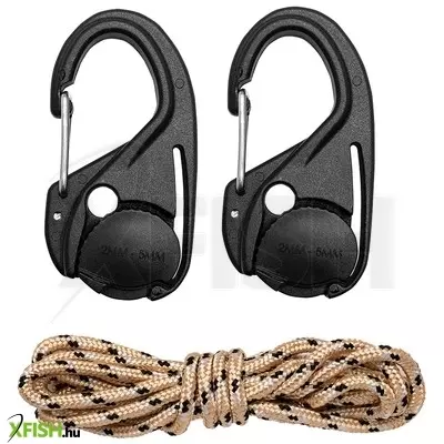 Neotools rugós kötélfeszítő karabíner + paracord kötél(3,5mmx1,5m) készlet, 3db