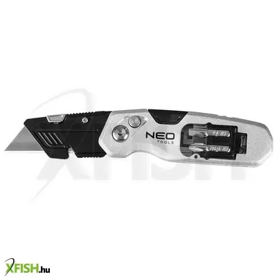 Neotools trapézpengés kés, összecsukható, alu házas, 1+3 penge, 2 db csavarhúzóbittel