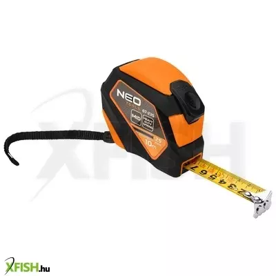 neotools mérőszalag, 10m/25mm, acél, mágneses, autostop+ rögzítő