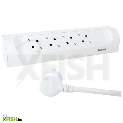 Legrand 694501 sarokba illeszkedő elosztósor, 4x2p+f, 1 M vezetékkel, fehér