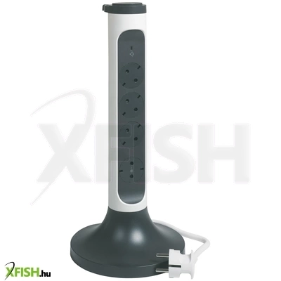 Legrand 694505 elosztótorony, 4x2p+f, túlfeszültség-védelemmel, 2 M vezetékkel, fehér/fekete