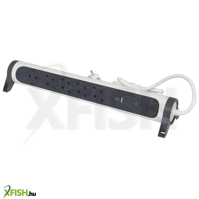 Legrand 694510 elosztósor premium 5x2p+f, túlfeszültség-védelemmel, usb-a + usb-c, 1,5 M vezetékkel, fehér/fekete
