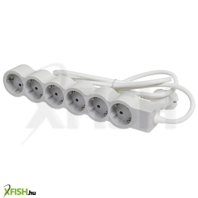 Legrand 694557 elosztósor standard 6x2p+f, 1,5 M vezetékkel, fehér-szürke