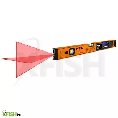 Neotools digitális vízmérték, szögmérővel és lézer irányzékkal, 2 libellás, 60cm