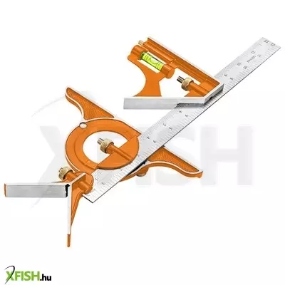 Neotools profi szögmérő, derékszög és vonalzó, rozsdamentes-alu 30cm