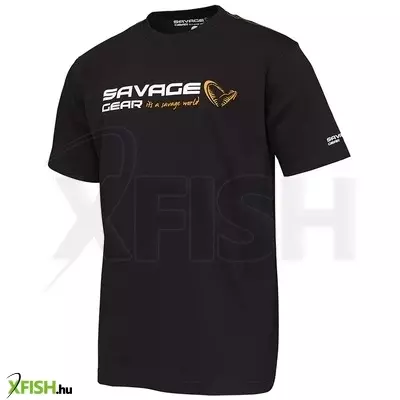 Savage Gear Signature Logo T-Shirt Fekete Horgász Póló Xl