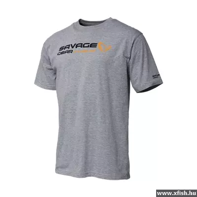 Savage Gear Signature Logo T-Shirt Szürke Horgász Póló L