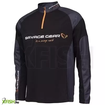 Savage Gear Tournament Gear Shirt Fekete Színű Hosszú Ujjú Horgász Póló S