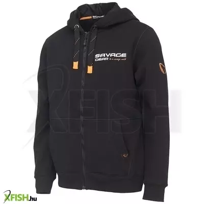 Savage Gear Urban Zip Hoodie Fekete Kapucnis Horgász Pulóver M