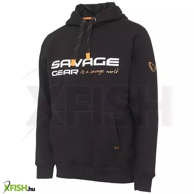 Savage Gear Cosmo Hoodie Fekete Kapucnis Horgász Pulóver L
