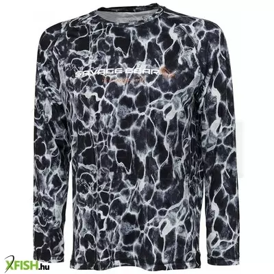 Savage Gear Night Uv Long Sleeve Hosszú Ujjú Póló Fekete Szürke S