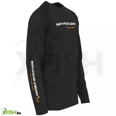 Savage Gear Signature Logo Long Sleeve Hosszú Ujjú Póló Fekete L