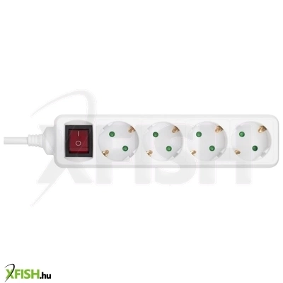 q-link 75.017.55 4-es elosztó kapcsolóval, max. 3680 w, 1,5 m vezeték, gyermekvédelem, fehér