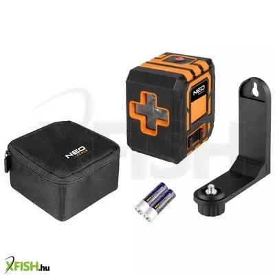 Neotools lézeres szintező, önbeálló keresztvonallézer, piros, 20m, mágneses tartókonzol, 1/4-os menettel, 2db aa elem