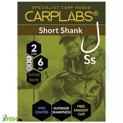 Konger Carplabs Short Shank 2 Bojlis Horog Teflon 6 db/csomag
