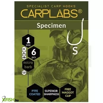 Konger Carplabs Specimen 2/0 Bojlis Horog Teflon 6 db/csomag