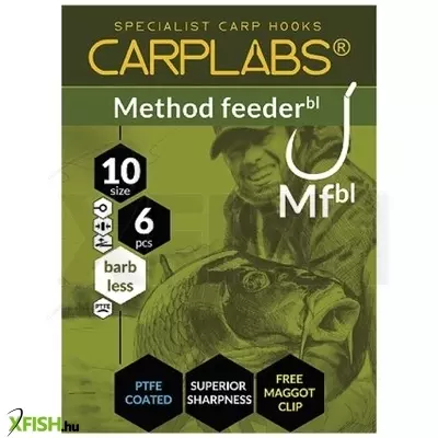 Konger Carplabs Method Feeder Barbless 16 Szakáll Nélküli Horog 16-os 6db/csomag