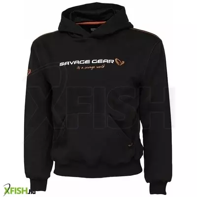Savage Gear Junior Logo Hoodie Pulóver Fekete 10-12 Éves Gyermekek Számára