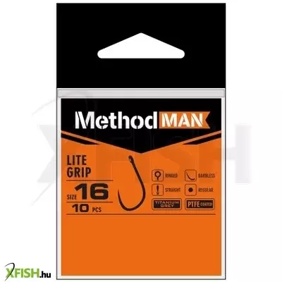 Methodman Lite Grip Titanium Grey Szakáll Nélküli Pontyozó Horog 10-es 10db/csomag