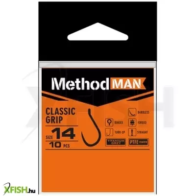 Methodman Classic Grip Titanium Grey Szakáll Nélküli Horog 10-es 10db/csomag