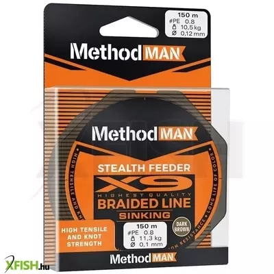 Methodman Stealth X9 Fonott Feeder Zsinór Brown Sinking 150m 0.10mm 8.30Kg