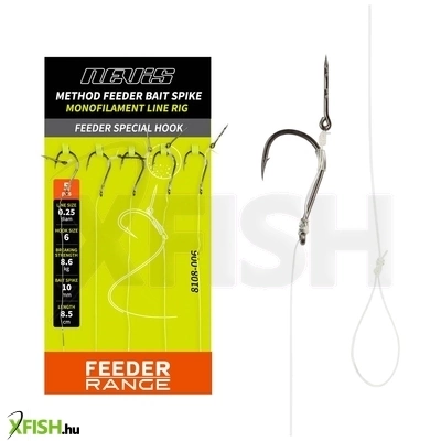 Nevis Monofil Feeder Előke Csalitüskével 8.5cm 0.25mm 6-os 5db/csomag