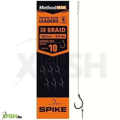 Methodman Supreme Grip 09 Előkötött Horog Csalitüskével 0.12mm 10-es 6db/csomag