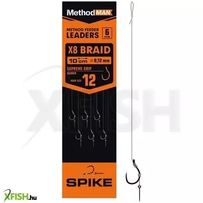Methodman Supreme Grip 01 Előkötött Horog Csalitüskével 0.12mm 10-es 6db/csomag