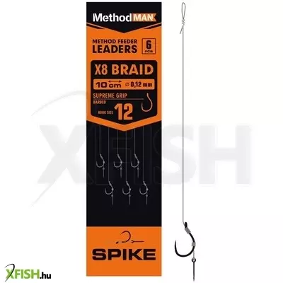 Methodman Supreme Grip 08 Előkötött Horog Csalitüskével 0.10mm 16-os 6db/csomag