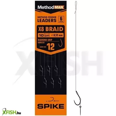 Methodman Diamond Grip Előkötött Horog Csalitüskével 0.12mm 12-es 6db/csomag