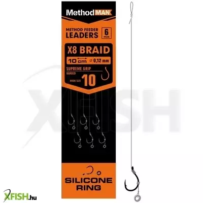 Method Man Feeder Leader Supreme Grip Előkötött Horog 0.12mm 12-es 6db/csomag